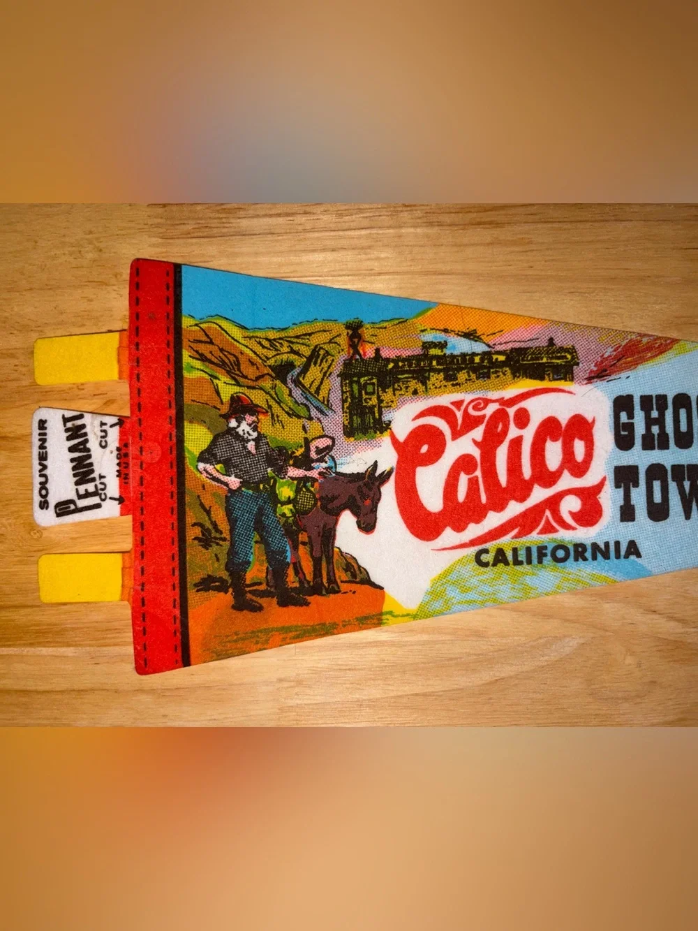Calico California Vintage Wall Pennant in Blue and Red